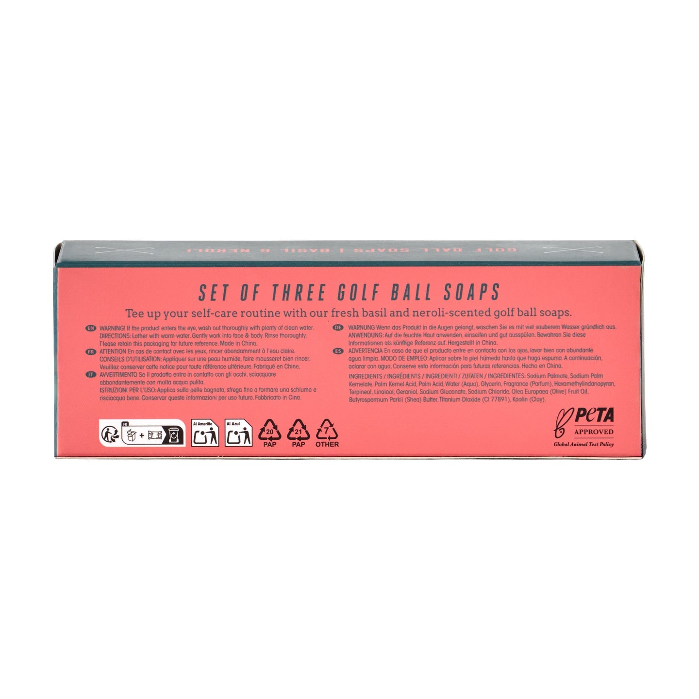Détail d'un savon en forme de balle de golf