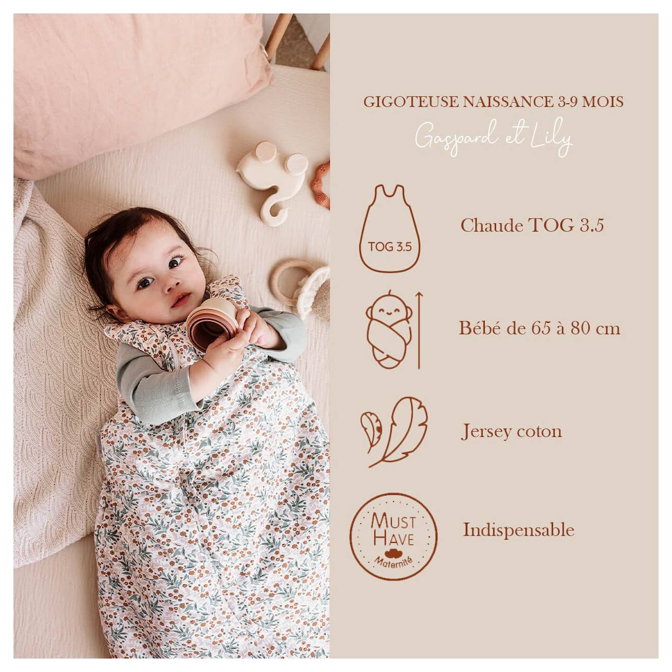 Gigoteuse naissance hiver modèle gaspard et lily
