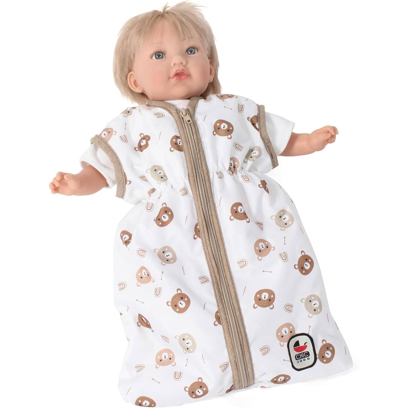 Gigoteuse pour poupées beige avec oursons beige