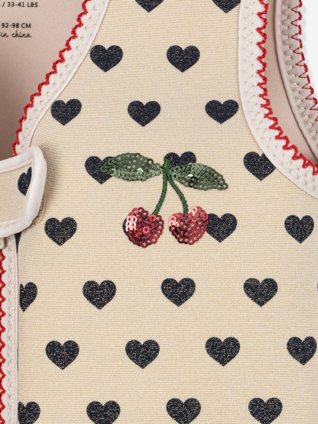 Gilet de flottaison enfant cœurs beige imprimé