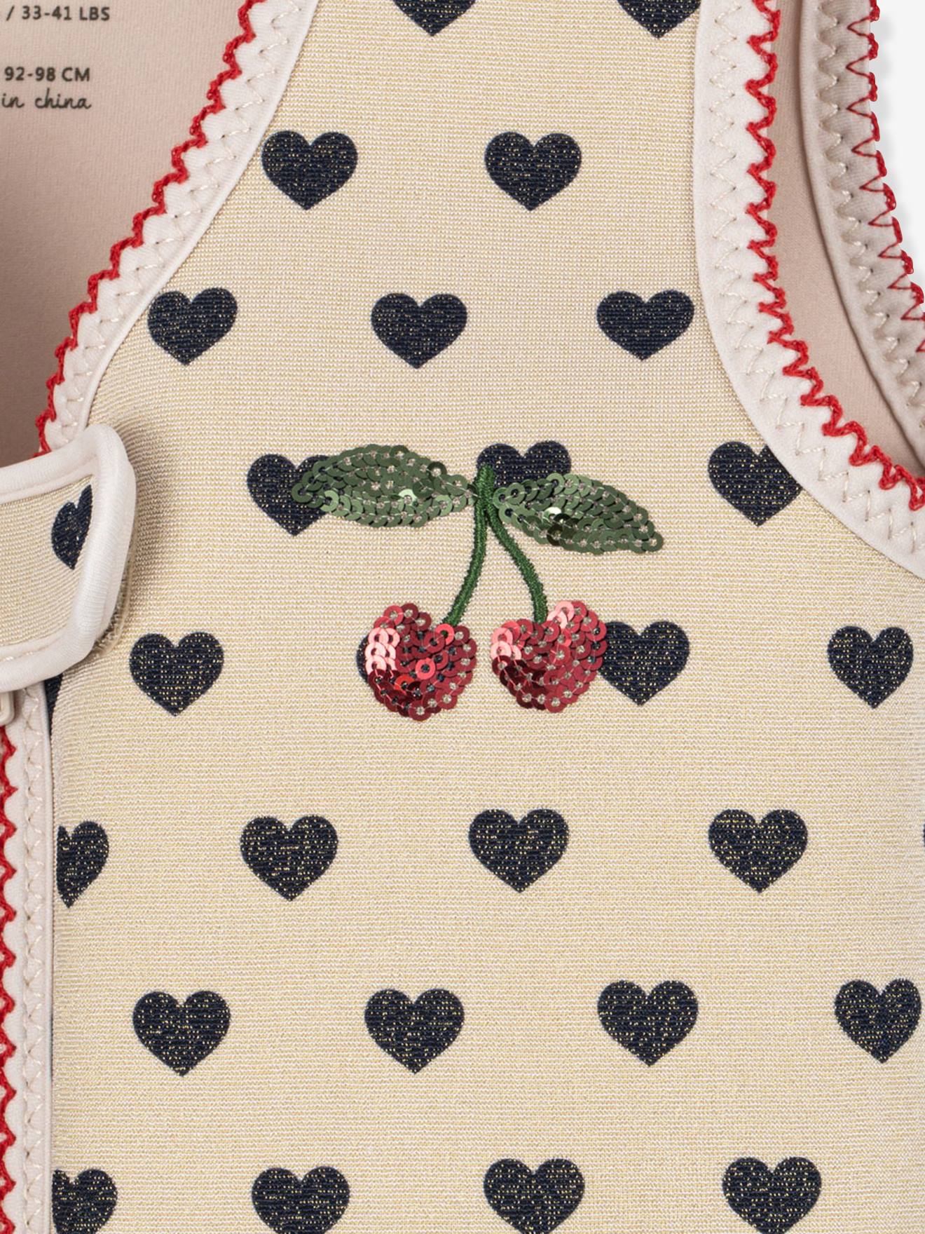 Gilet de flottaison enfant cœurs beige imprimé