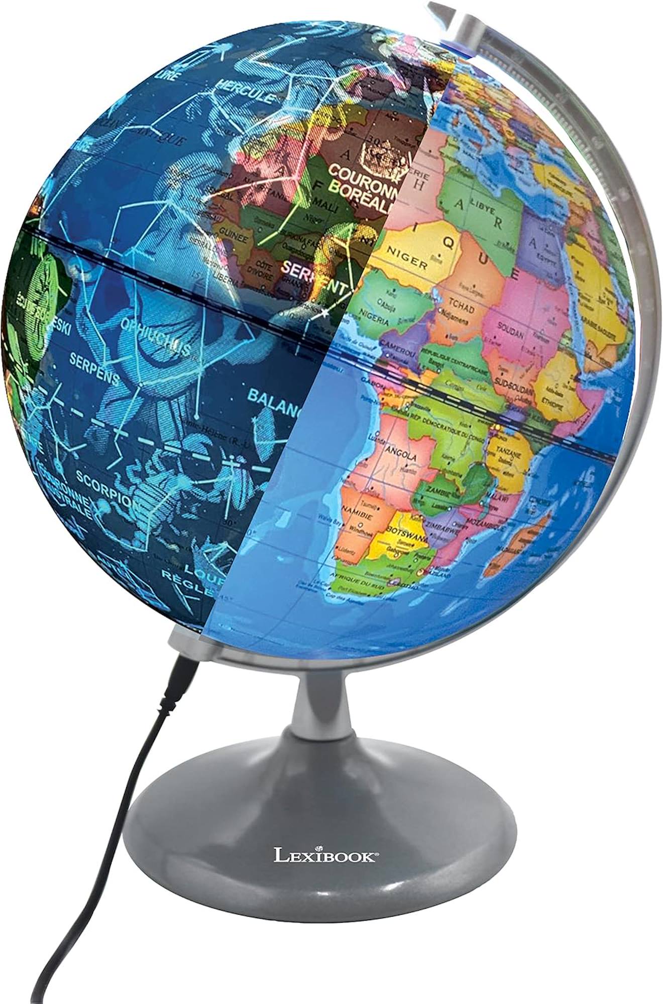 Globe jour et nuit lumineux (français) noir