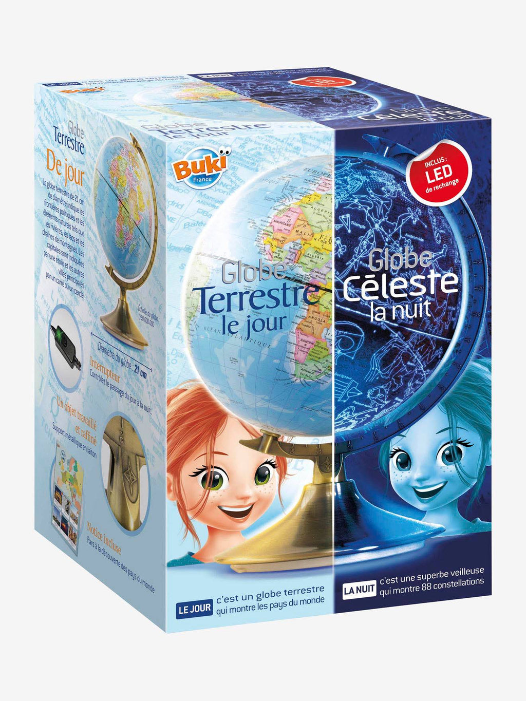 Globe jour & nuit bleu