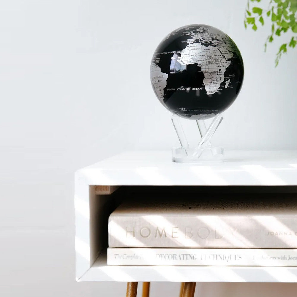 Globe Mova Noir et Argent - Globe Terrestre Original