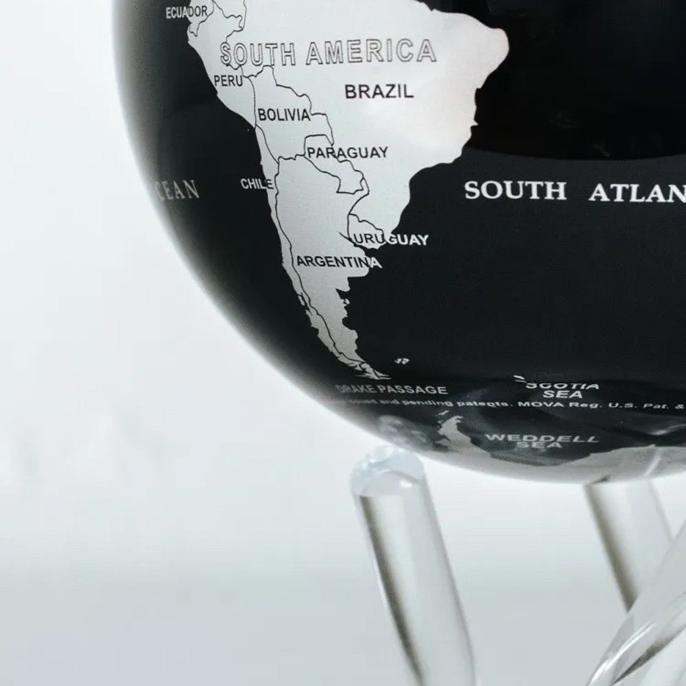 Globe Mova Noir et Argent - Globe Terrestre Original Mova