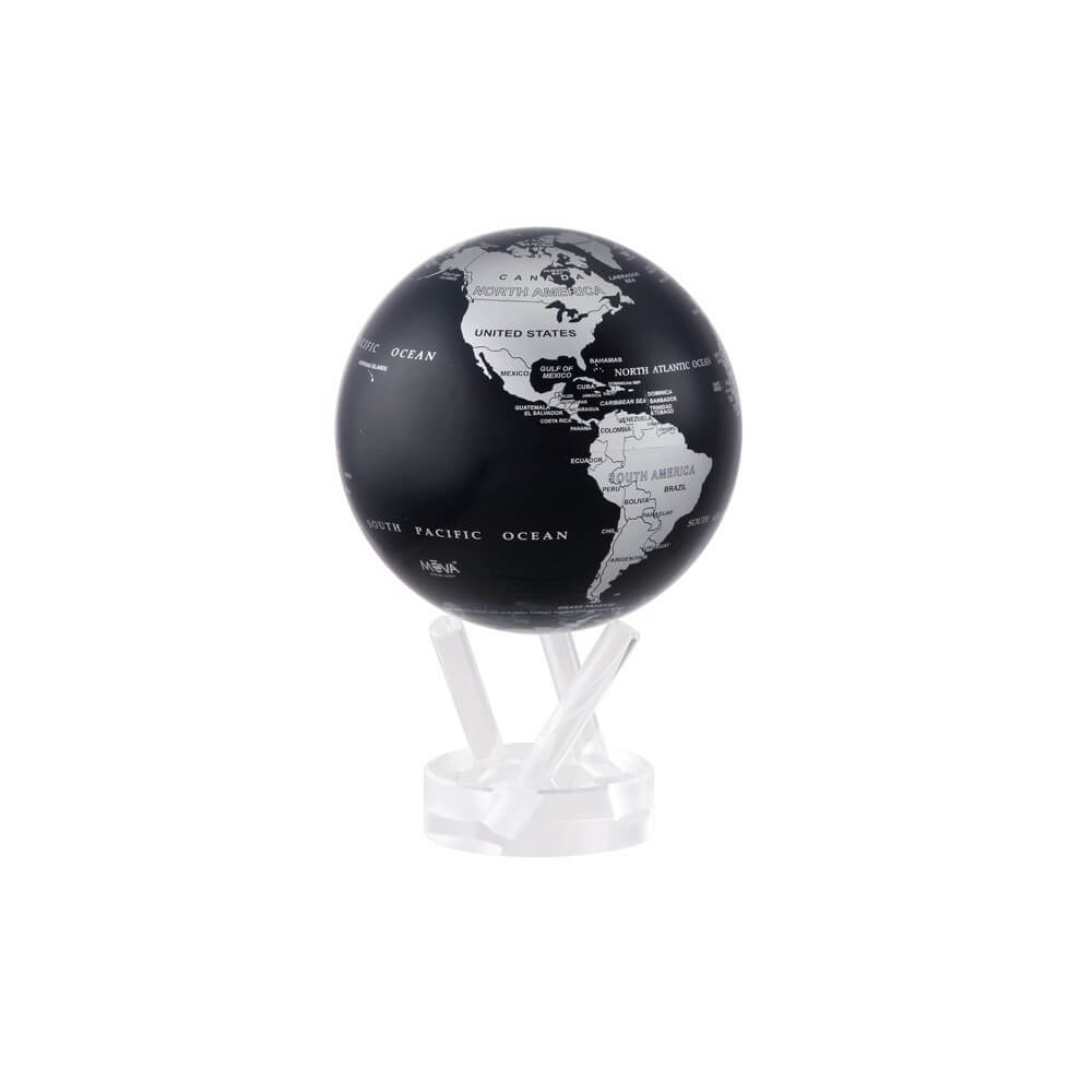 Globe Mova Noir et Argent - Globe Terrestre Original Mova