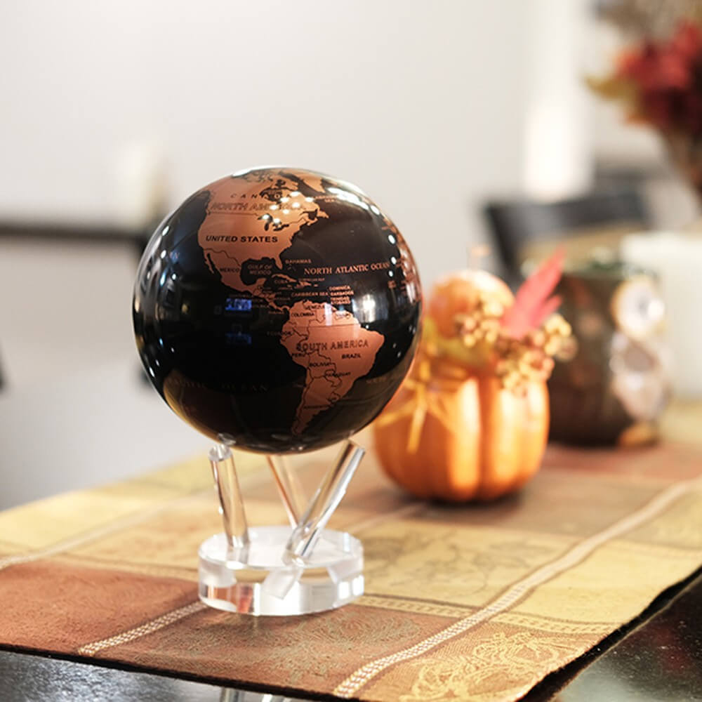 Globe Mova Noir Et Cuivre - Globe Terrestre Original Mova