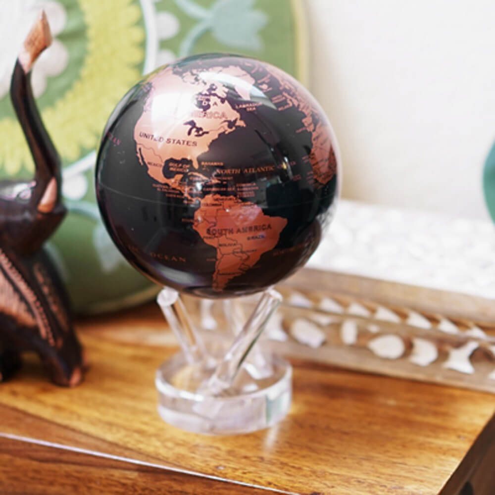 Globe Mova Noir Et Cuivre - Globe Terrestre Original Mova