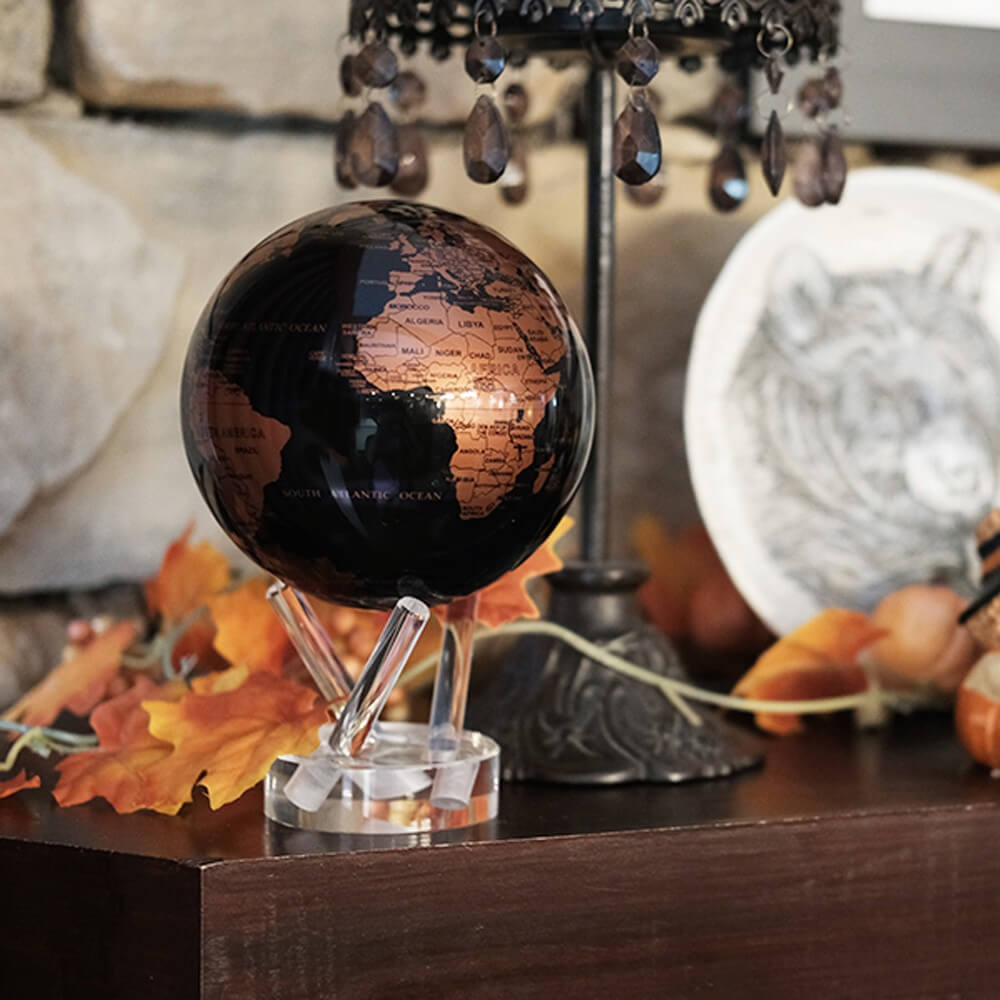 Globe Mova Noir Et Cuivre - Globe Terrestre Original Mova