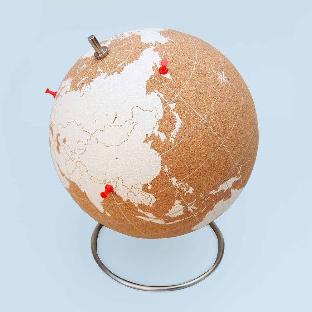 Globe en Liège Mappemonde Blanche - Globe Terrestre Original Suck Uk