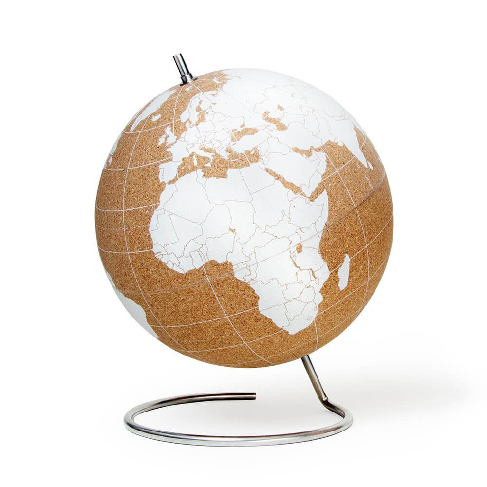Globe en Liège Mappemonde Blanche - Globe Terrestre Original Suck Uk