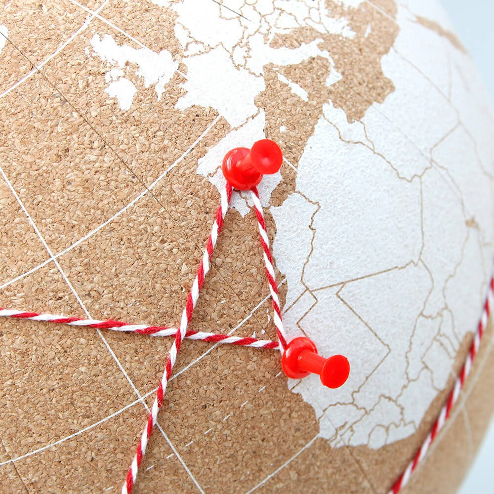 Globe en Liège Mappemonde Blanche - Globe Terrestre Original Suck Uk