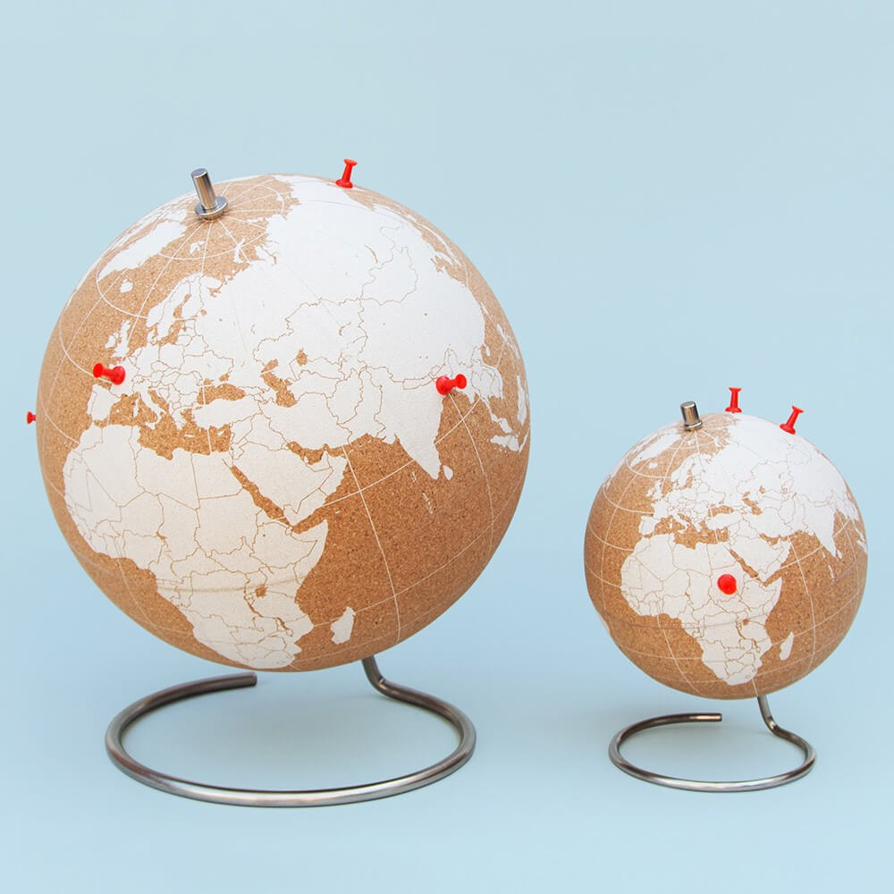 Globe en Liège Mappemonde Blanche - Globe Terrestre Original Suck Uk