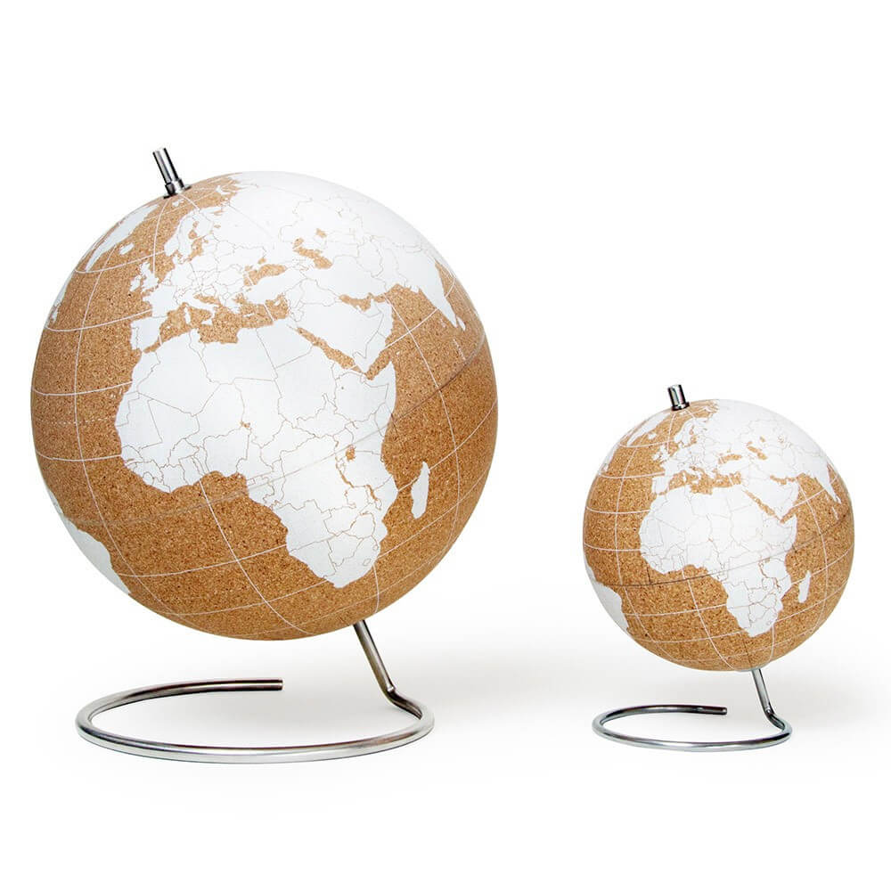 Globe en Liège Mappemonde Blanche - Globe Terrestre Original Suck Uk