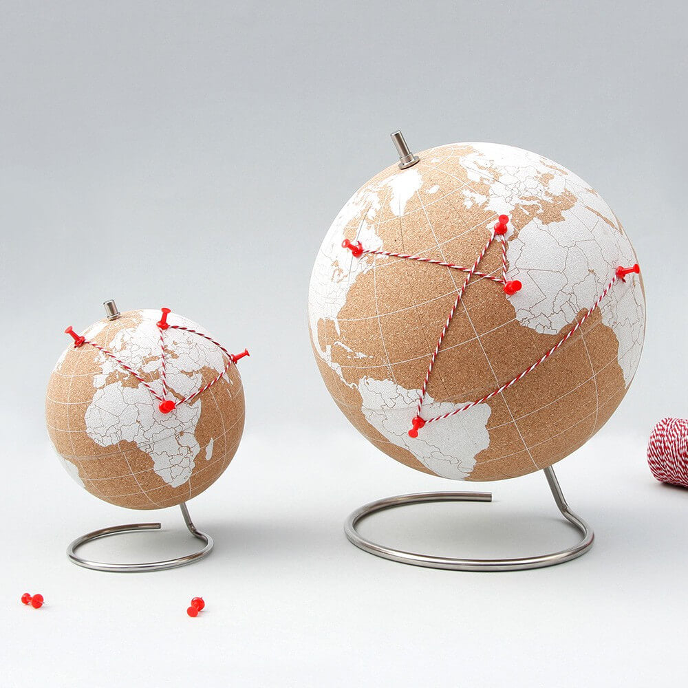 Globe en Liège Mappemonde Blanche - Globe Terrestre Original Suck Uk