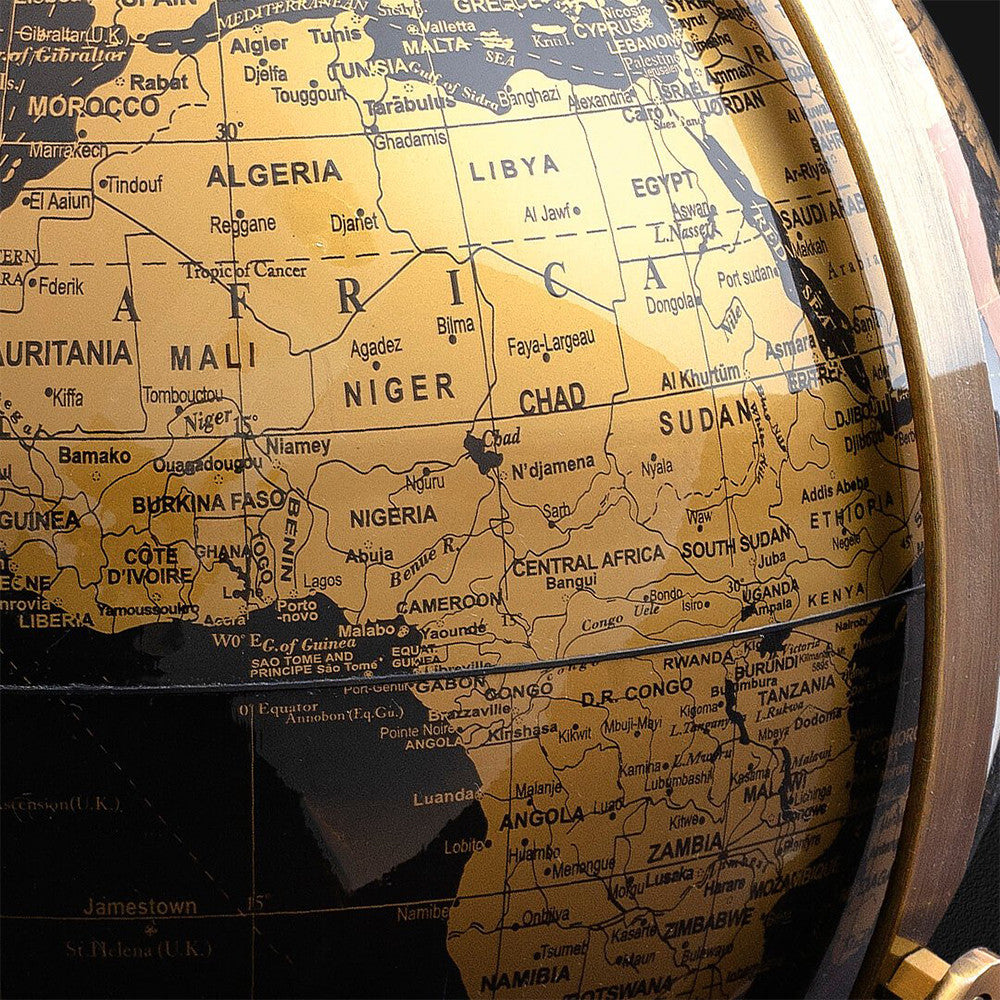 Globe Terrestre Noir et Doré - Globe Terrestre Original