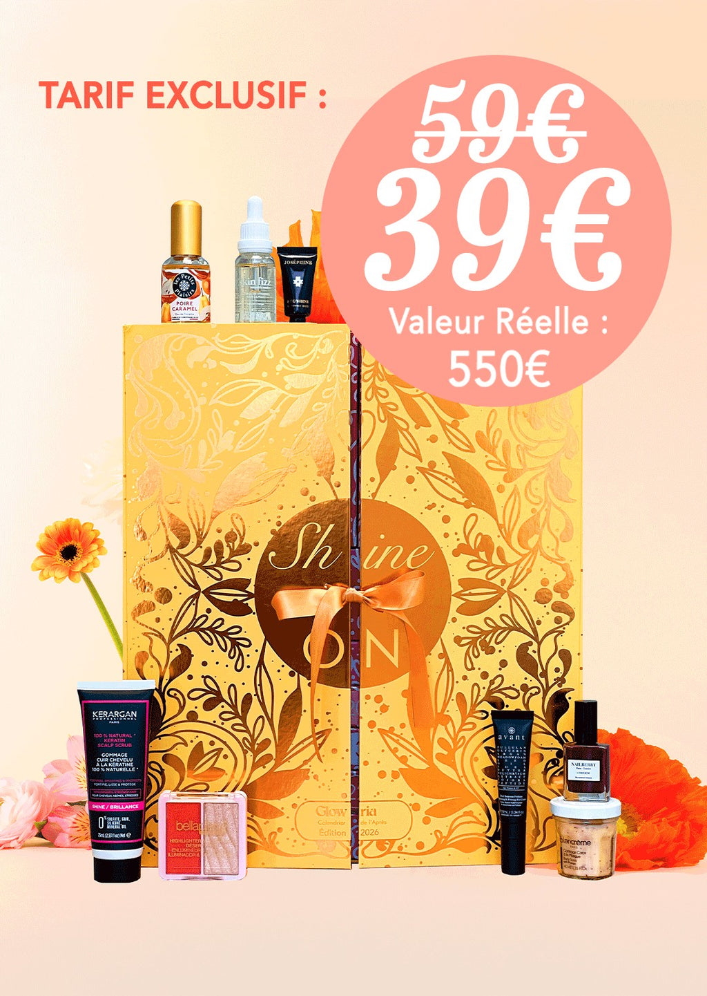 Calendrier de l'Après Glowria Shine ON, 25 produits valeur 550 €