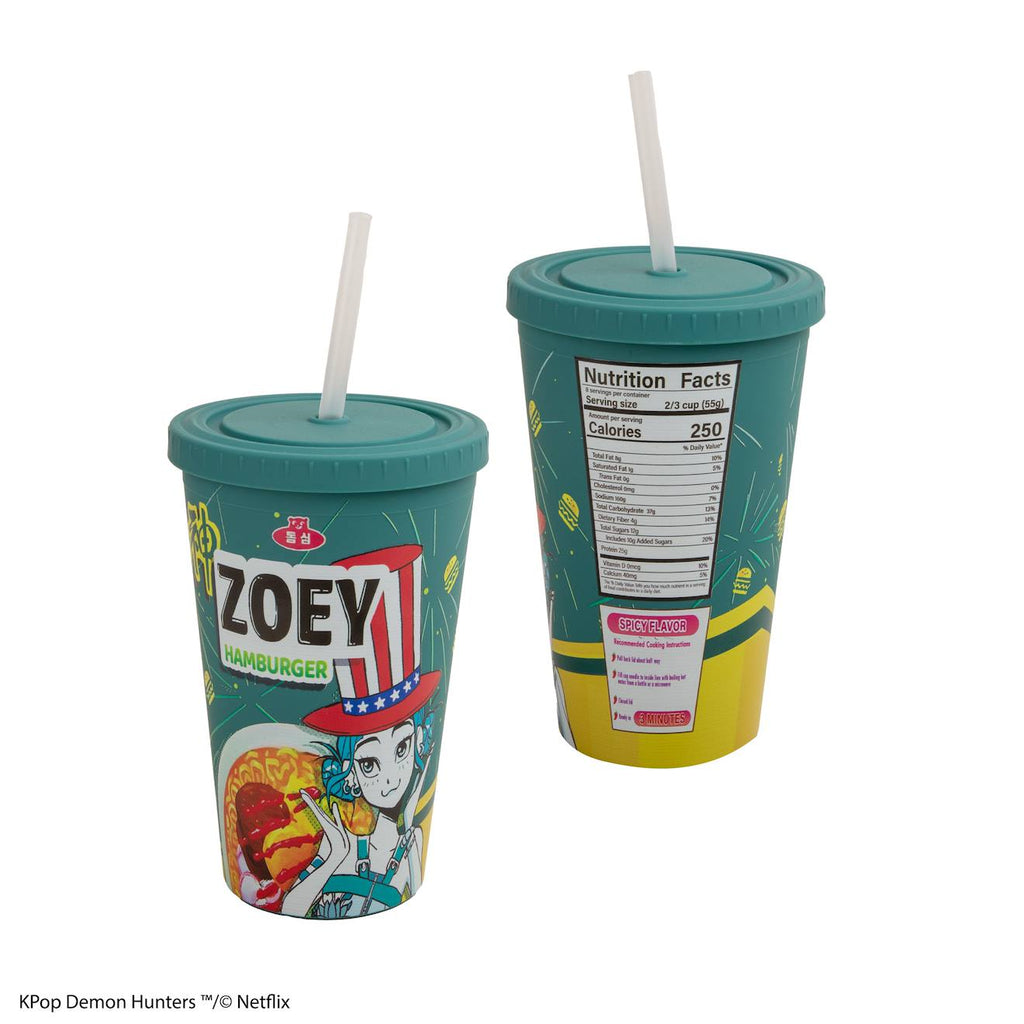 Gobelet Enfant Paille Réutilisable - Zoey Hamburger - KPop Demon Hunters Vert