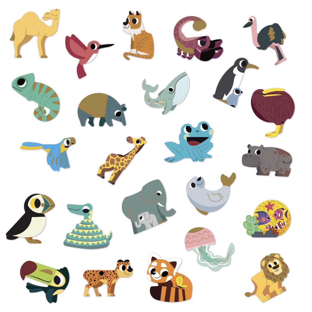 Gommettes animaux exotiques x100 multicolore