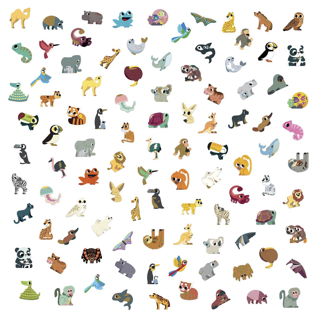 Gommettes animaux exotiques x100 multicolore