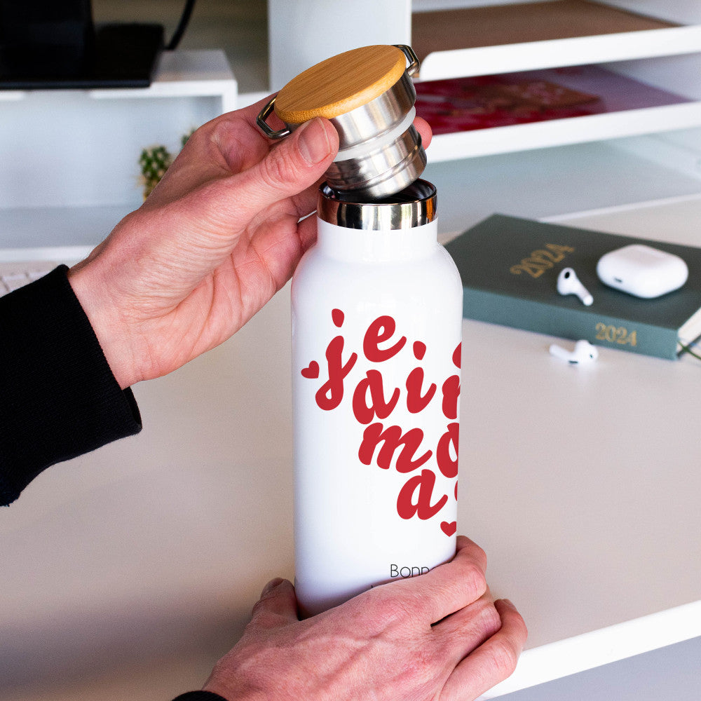 Gourde Isotherme Je t'aime Maman à Personnaliser - Gourde Personnalisée