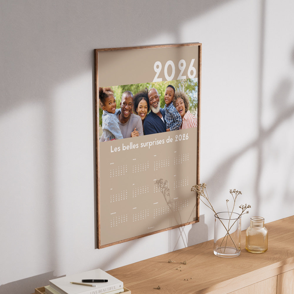 Grand Calendrier 2026 Photo à Personnaliser Sans - Affiche Personnalisée