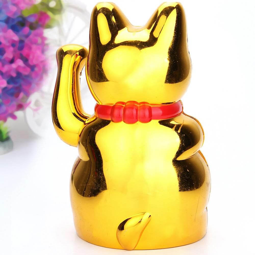 Grand Chat Porte-Bonheur Doré - Objet Déco Original CadoMaestro