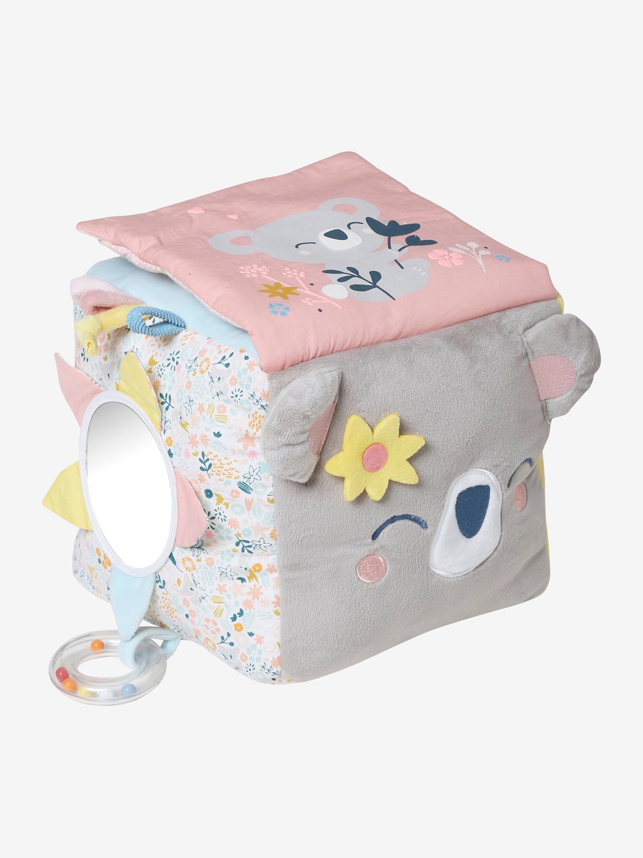 Grand cube d'activités en tissu koala rose - koala