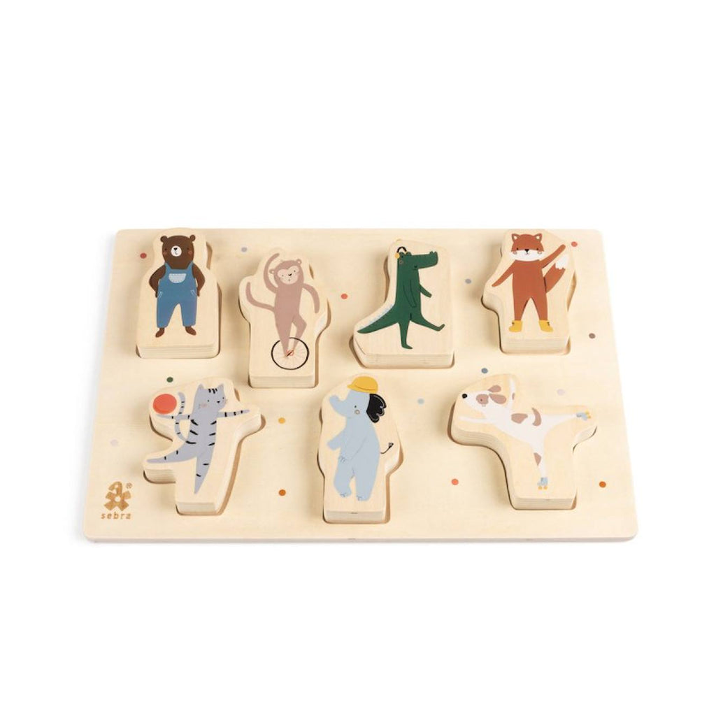 Grand puzzle en bois animaux en plywood multicolore