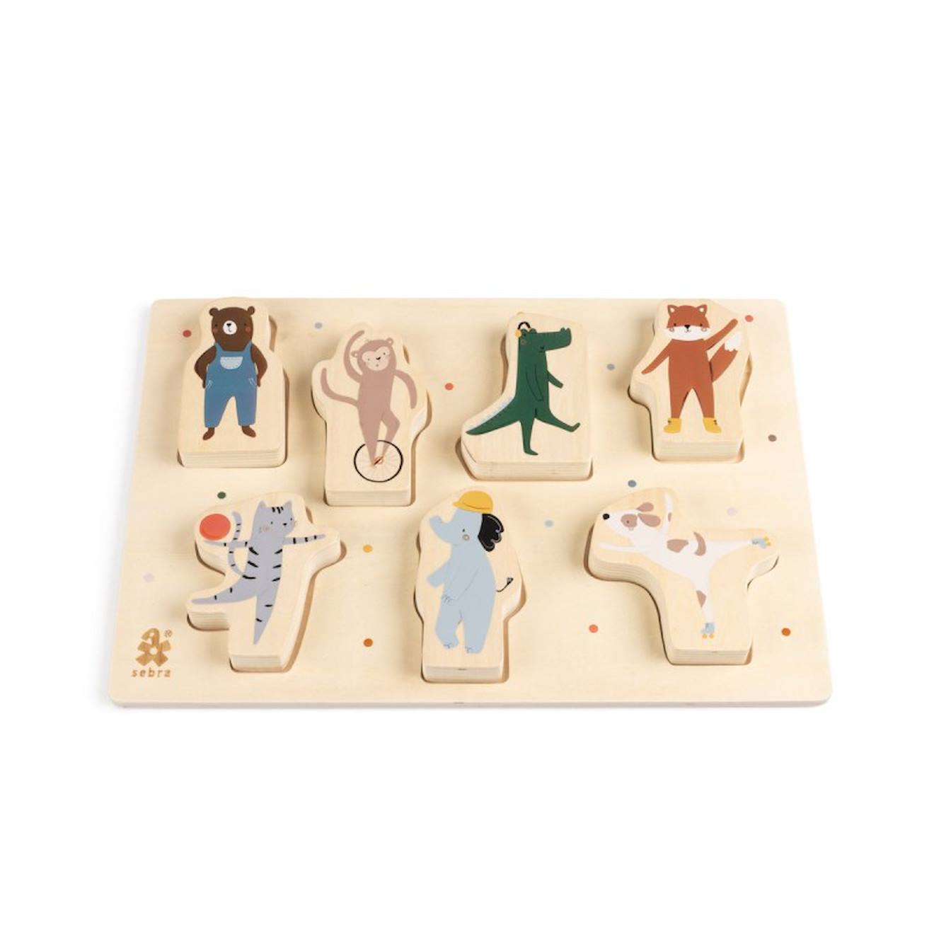 Grand puzzle en bois animaux en plywood multicolore