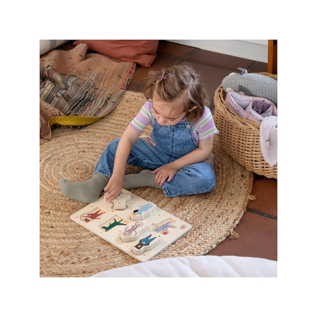 Grand puzzle en bois animaux en plywood multicolore