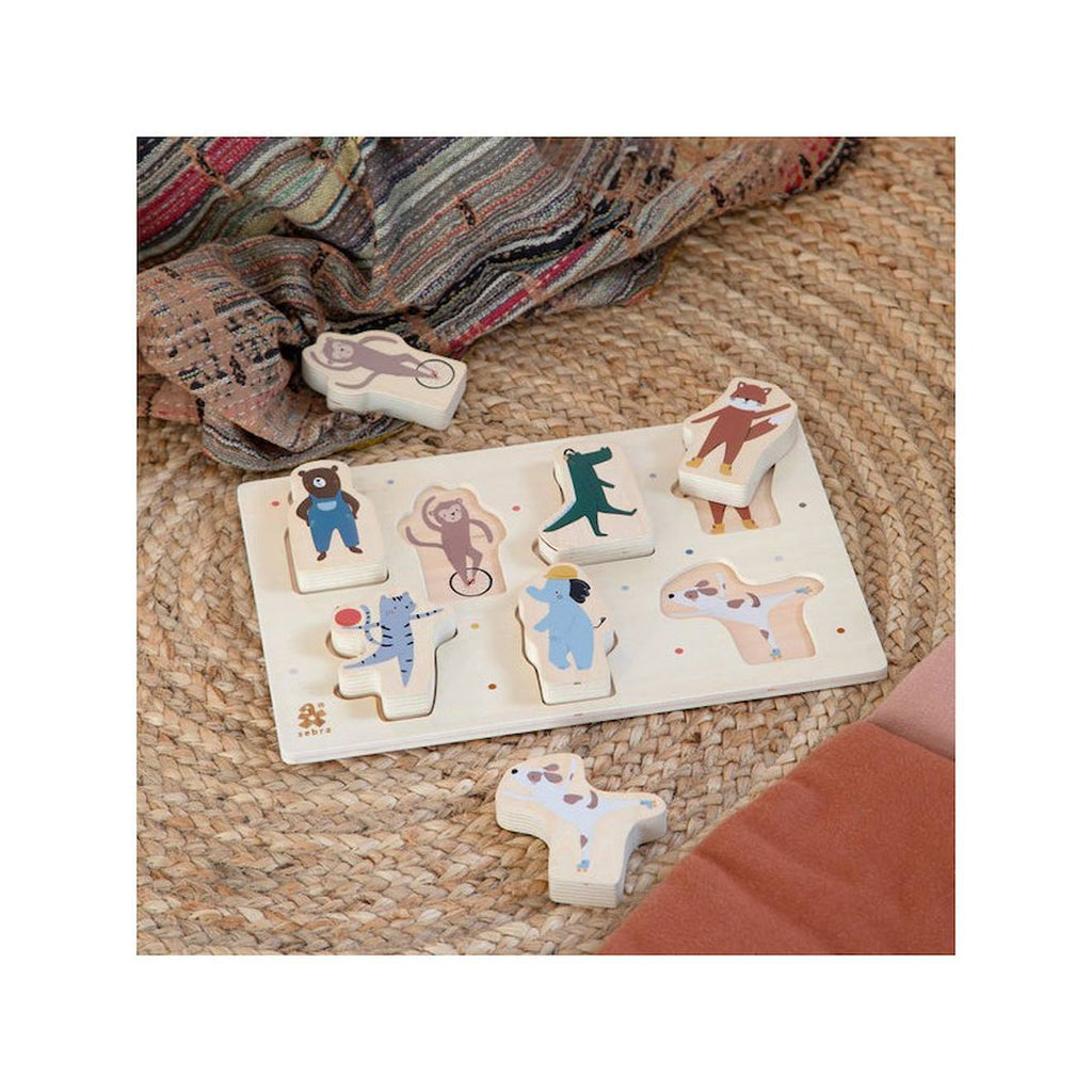 Grand puzzle en bois animaux en plywood multicolore