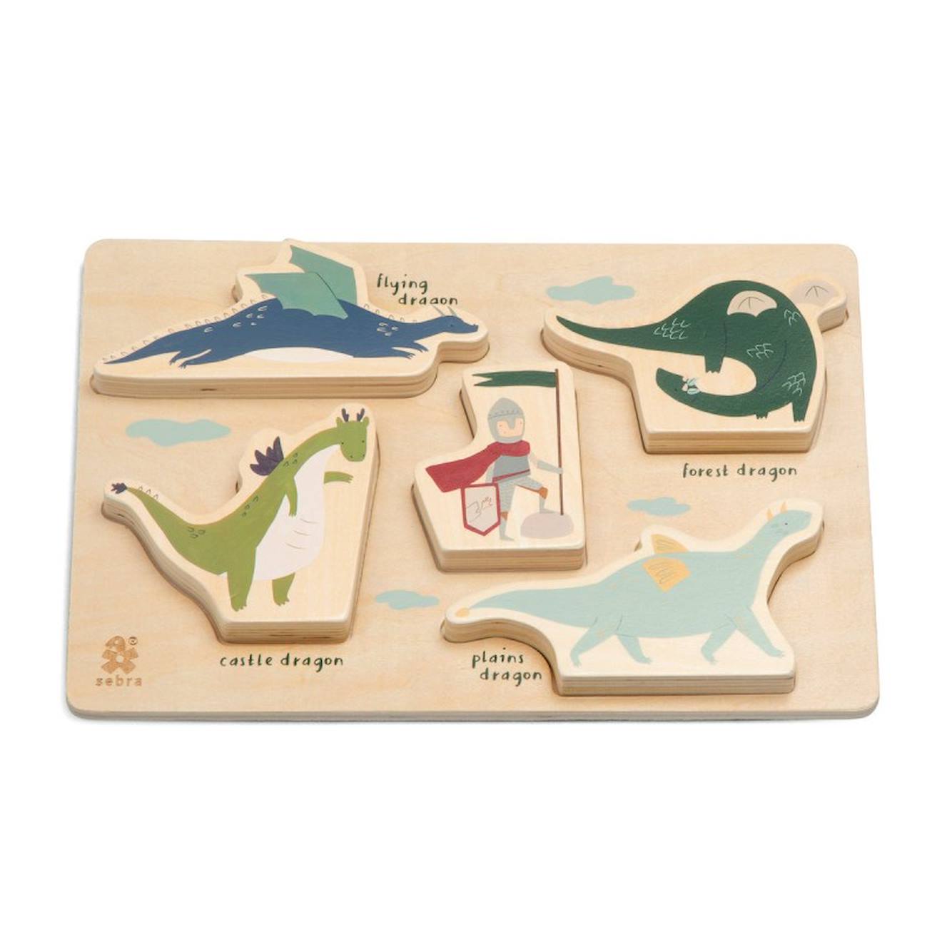 Grand puzzle en bois dragon tales en plywood multicolore