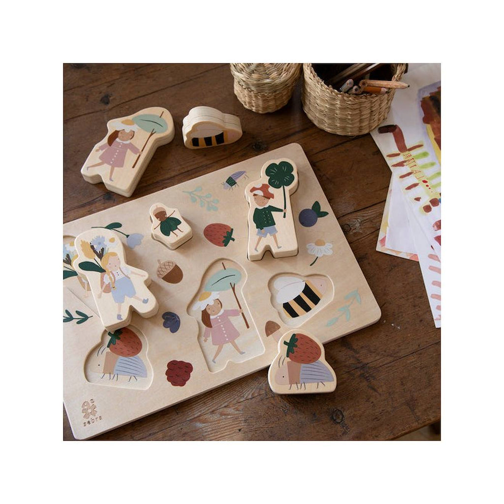 Grand puzzle en bois pixie land en plywood multicolore
