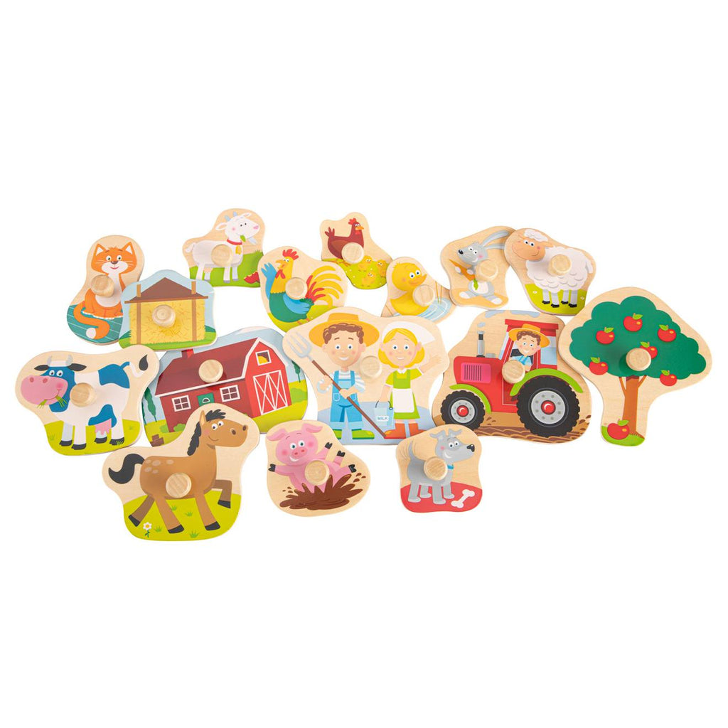 Grand puzzle ferme 16 pièces beige