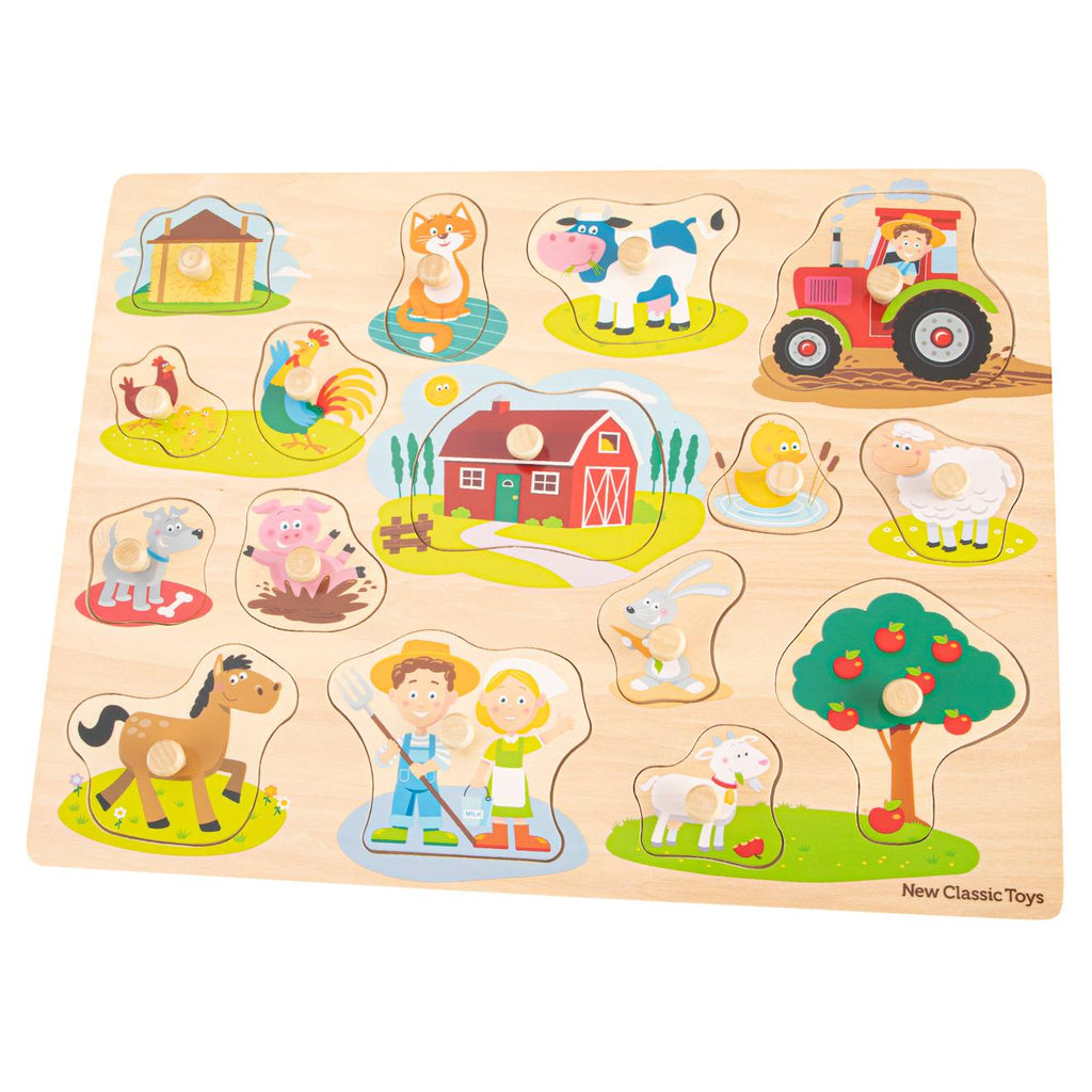 Grand puzzle ferme 16 pièces beige
