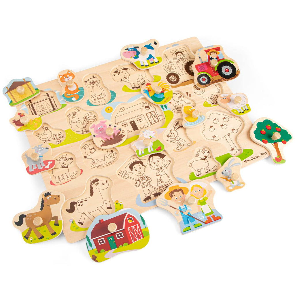 Grand puzzle ferme 16 pièces beige