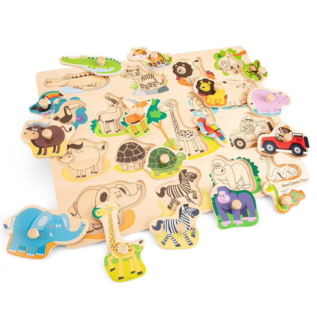 Grand puzzle safari 16 pièces beige