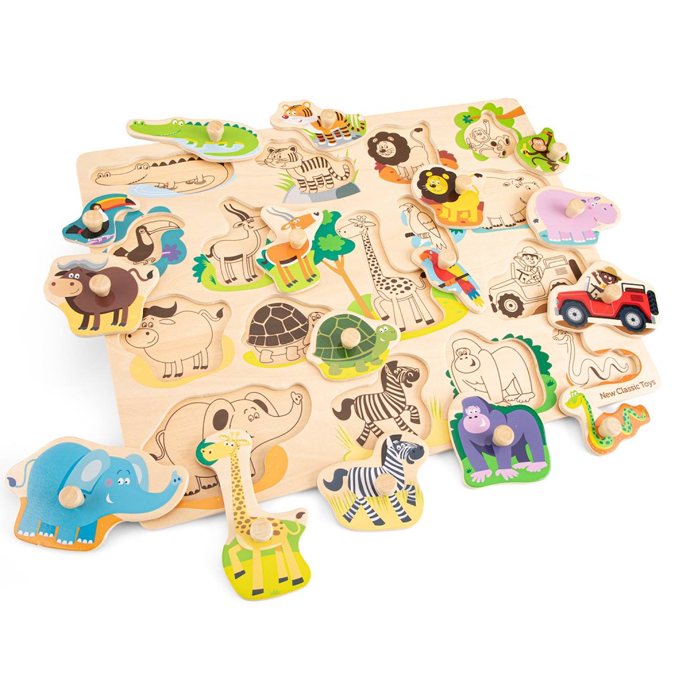 Grand puzzle safari 16 pièces beige