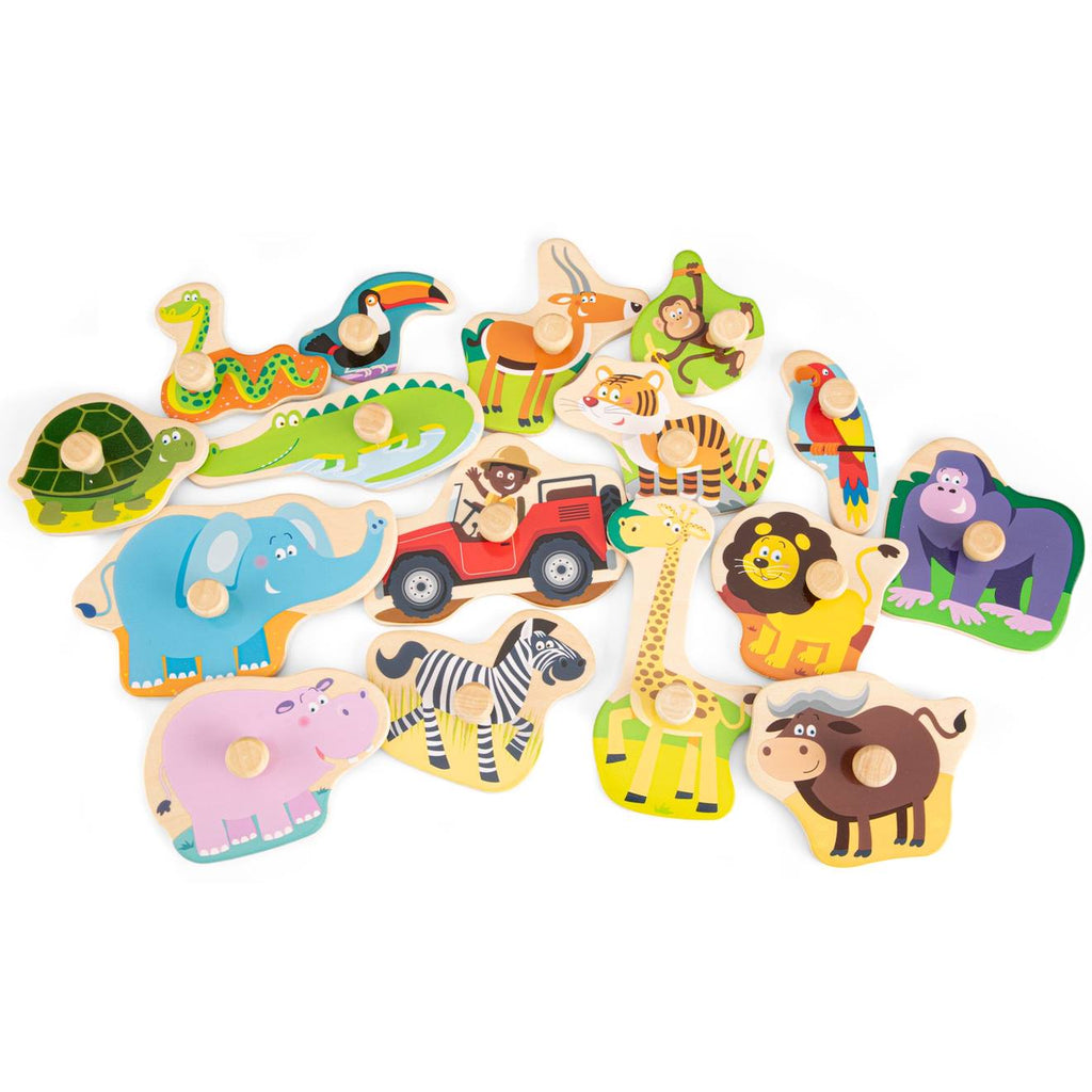 Grand puzzle safari 16 pièces beige