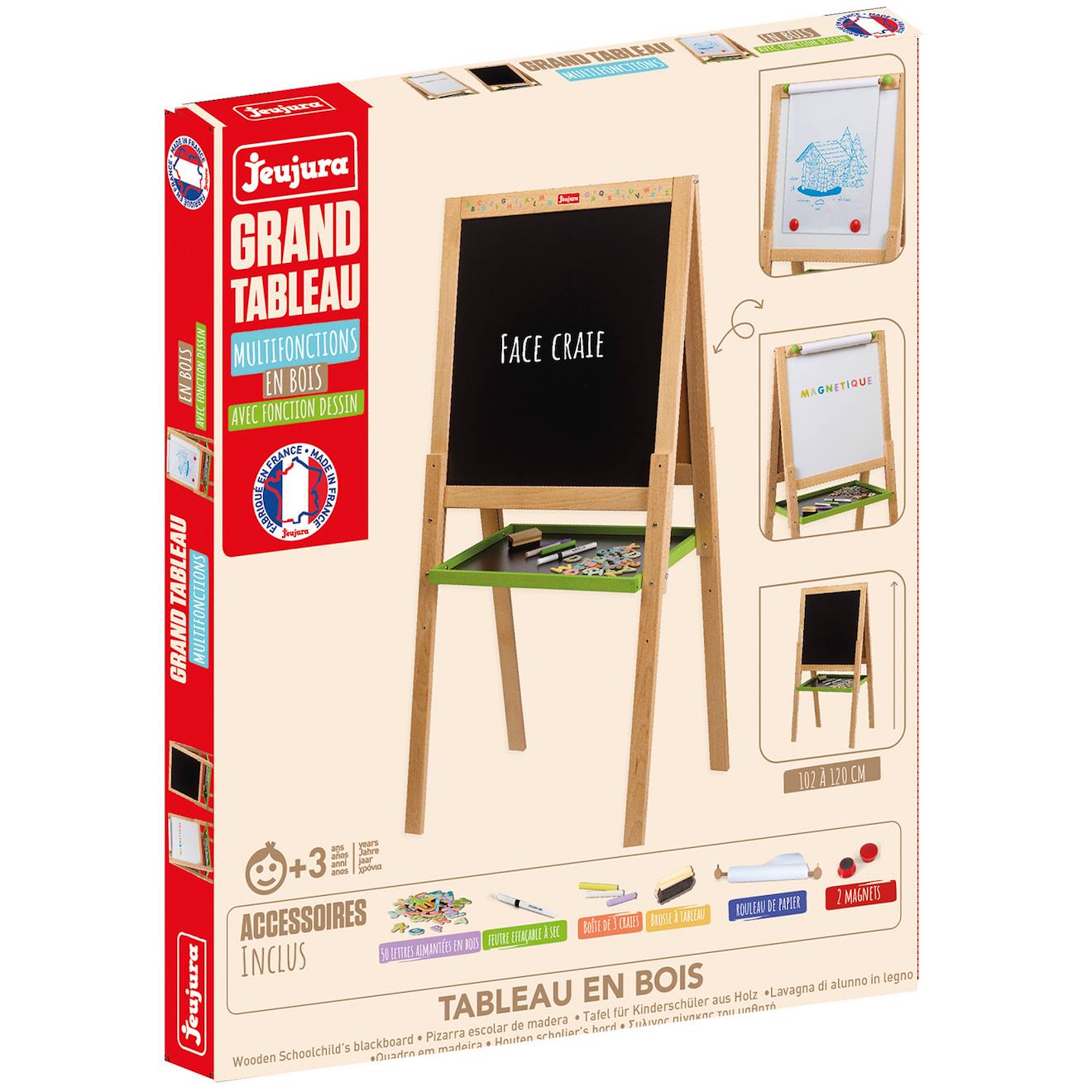 Grand tableau à dessin multifonctions en bois beige