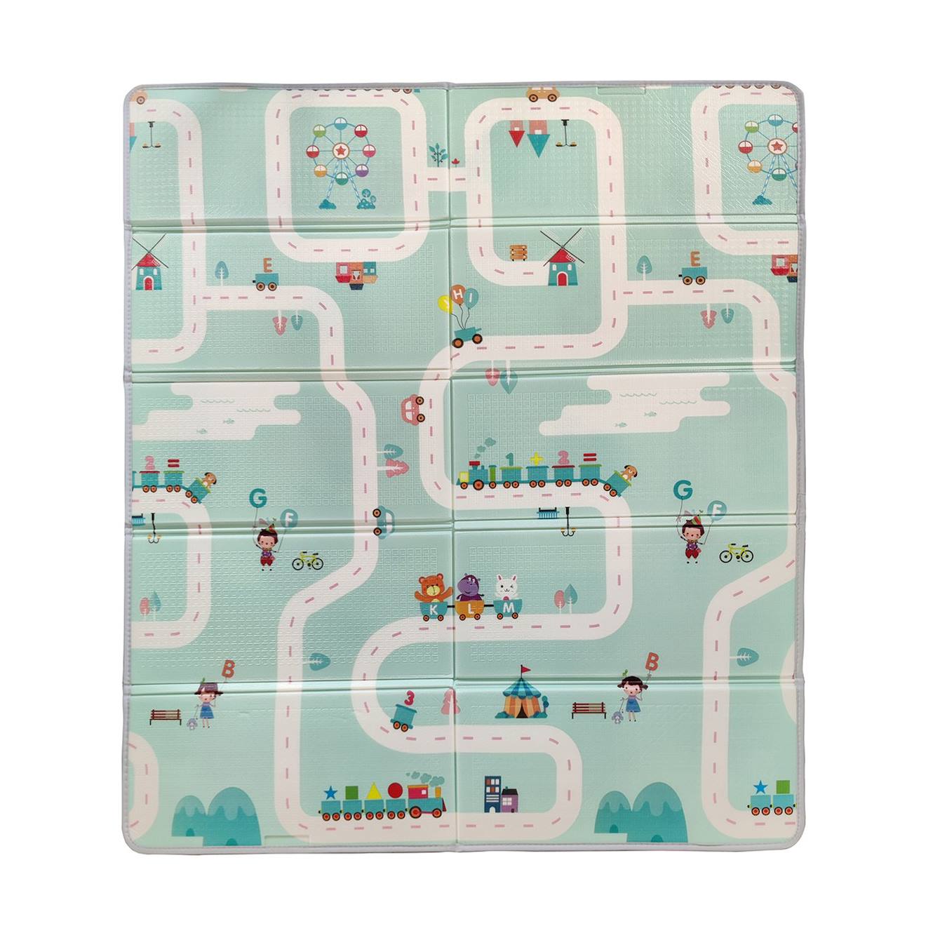 Grand tapis d'éveil réversible circuit petites voitures / ani