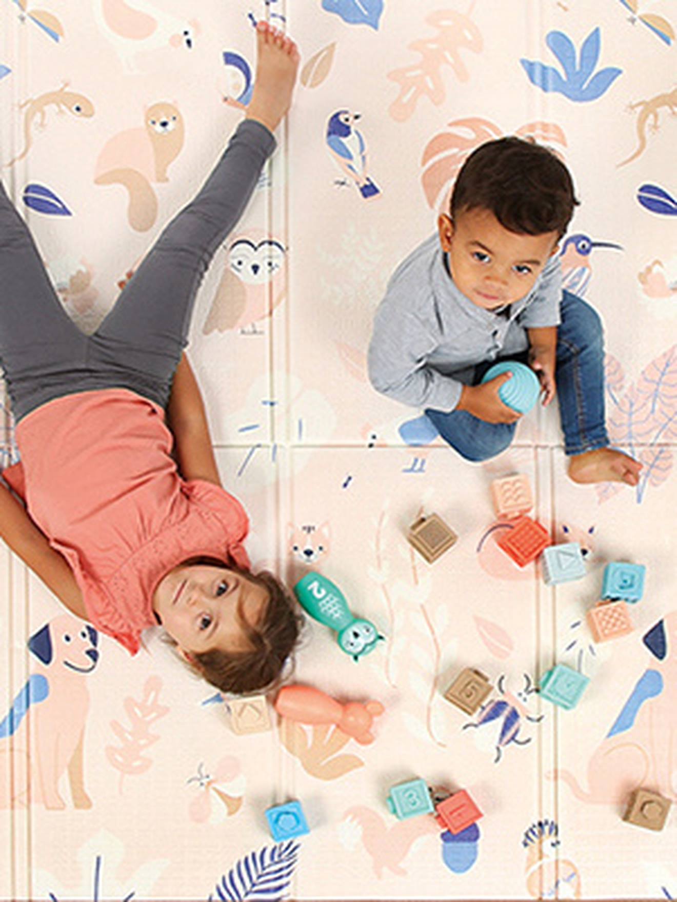 Grand tapis pliable réversible - beige