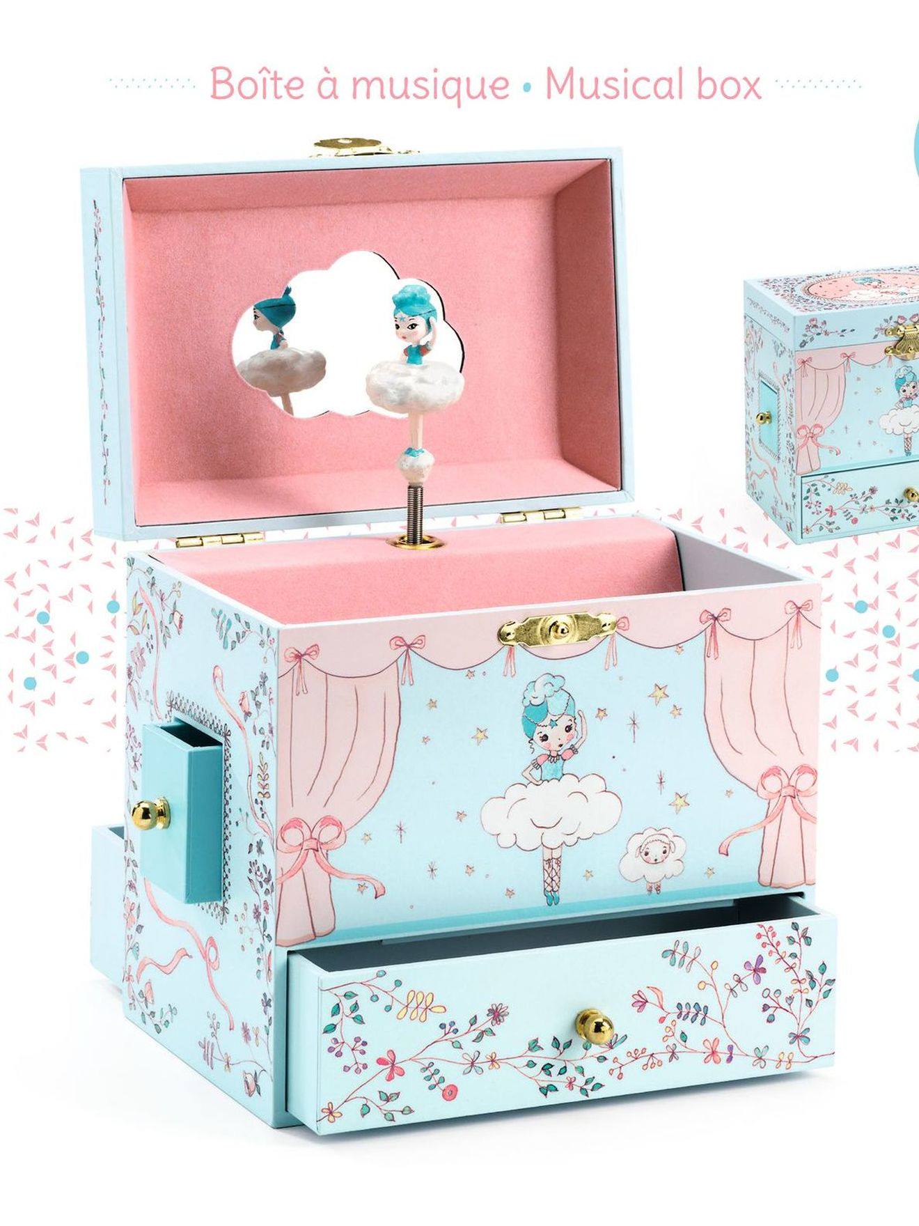 Grande boîte à musique ballerine en scène - multicolore