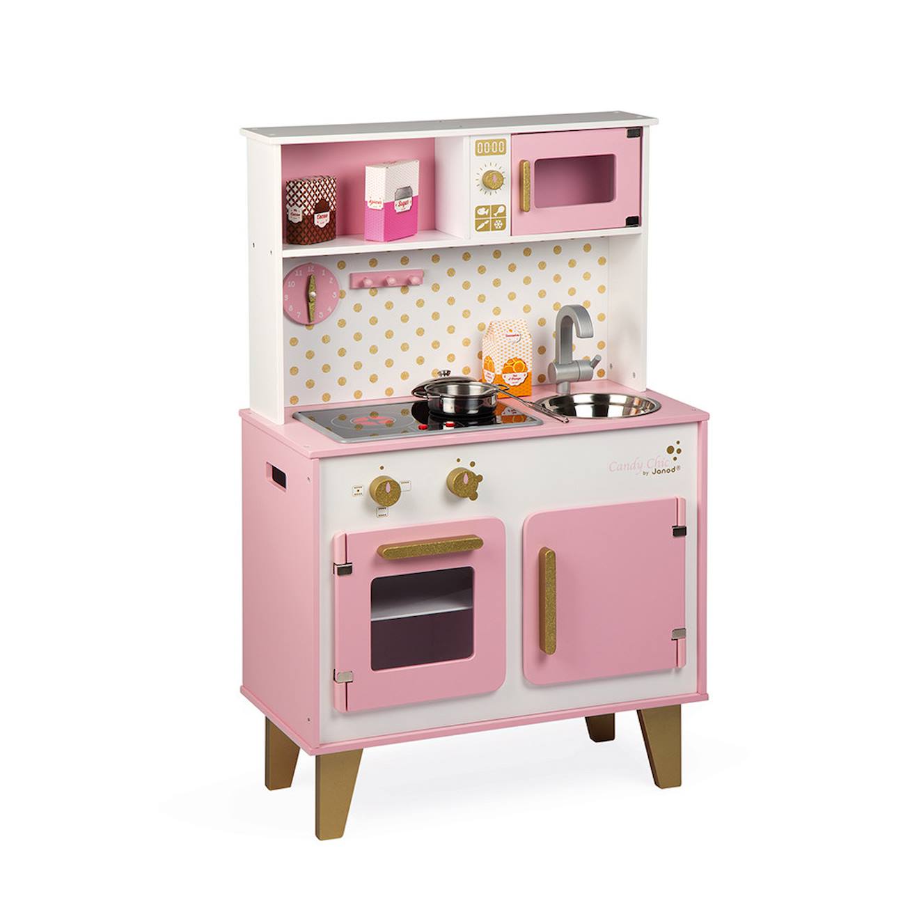 Grande cuisine en bois candy chic rose / blanc