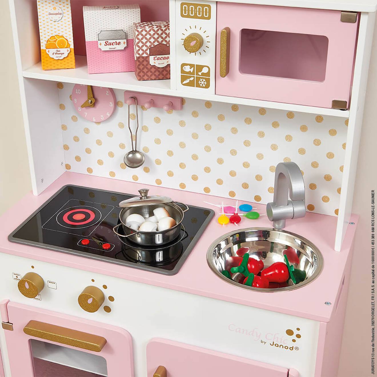 Grande cuisine en bois candy chic rose / blanc