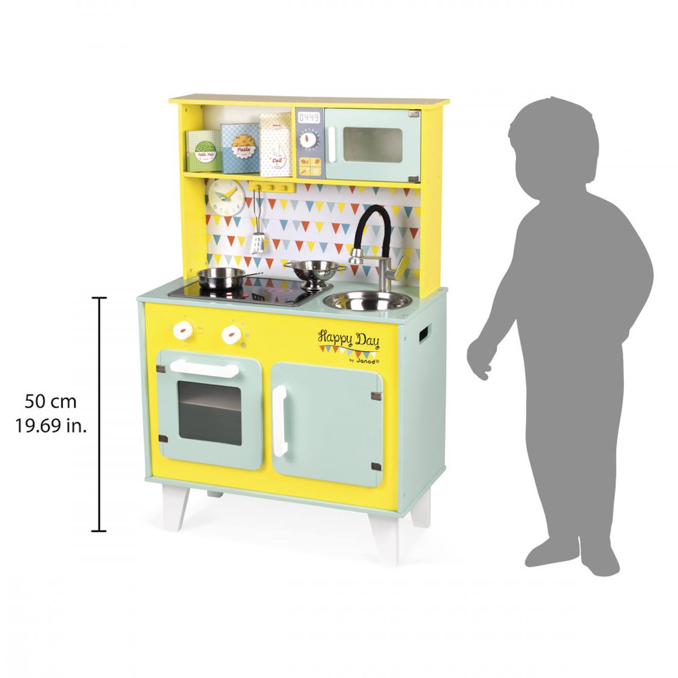 Grande cuisine en bois happy days bleu / jaune