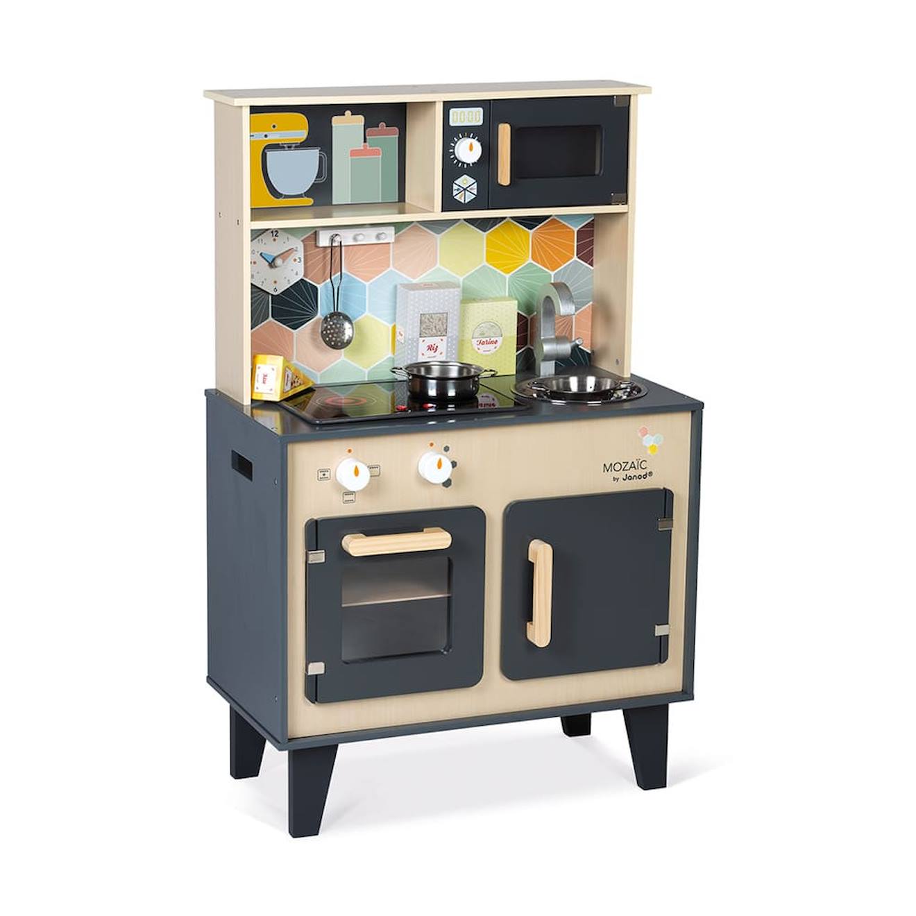 Grande cuisine en bois mozaïc gris / bois