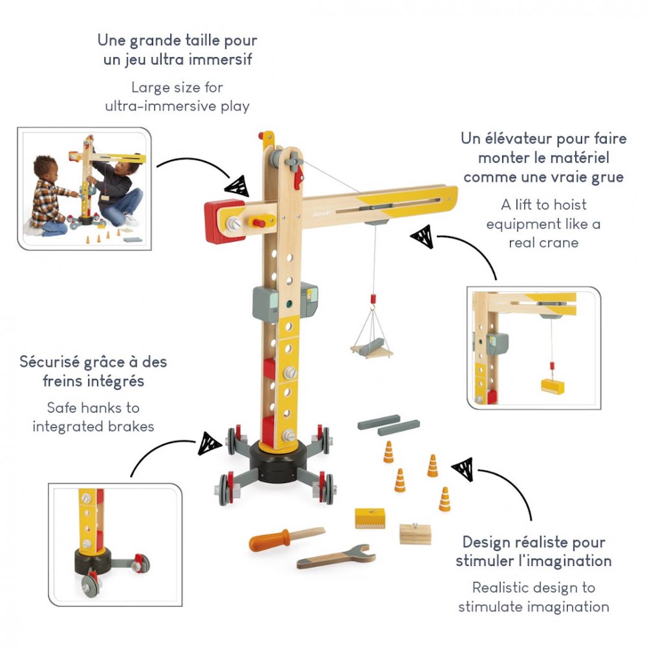 Grande grue en bois FSC jaune