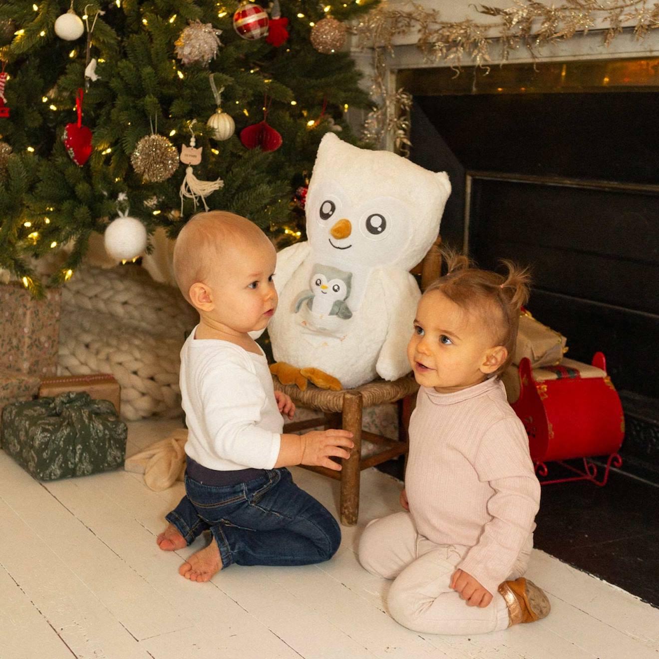 Grande peluche chouette blanc